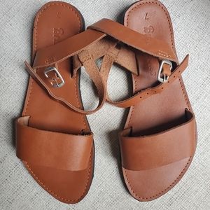 Brave Soles THE AVENTURA LEATHER WALKING SANDAL in Caramel, Size 7 Eco Shoes